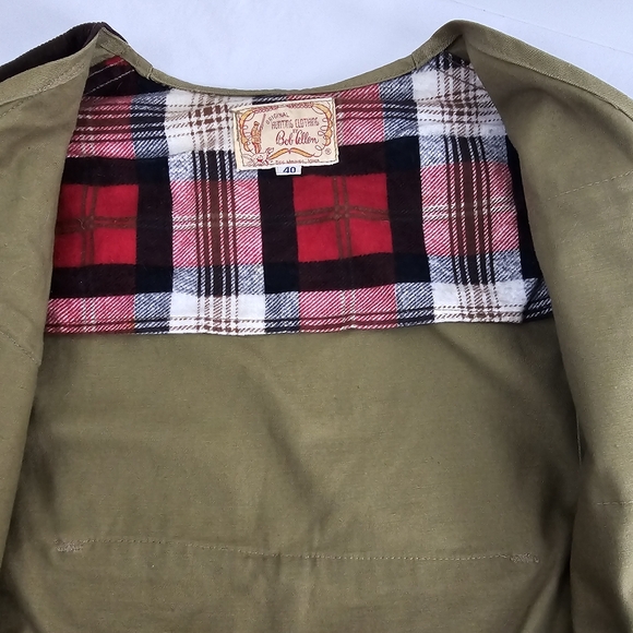VINTAGE 40s Bob Allen Vest Hunting Shooting Skeet Trap Canvas Flannel Size 40 - Picture 12 of 13